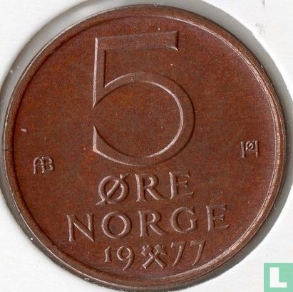 Norvège 5 øre 1977 - Image 1