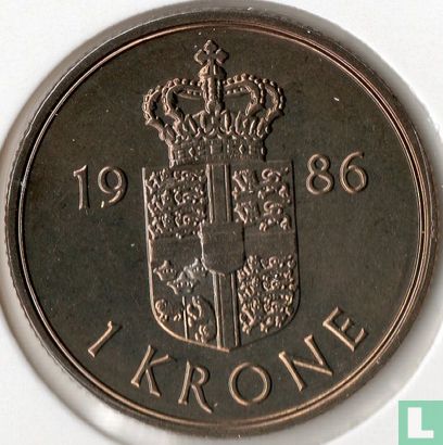 Denmark 1 krone 1986 - Image 1