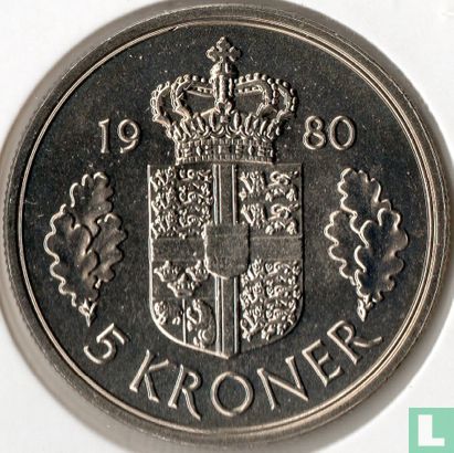 Denemarken 5 kroner 1980 - Afbeelding 1