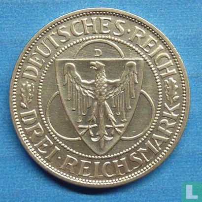 Empire allemand 3 reichsmark 1930 (D) "Liberation of Rhineland" - Image 2