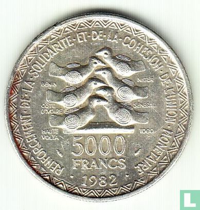 West African States 5000 francs 1982 "20th Anniversary of the Monetary Union" - Image 1