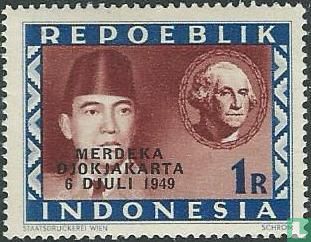 Soekarno & Washington met opdruk