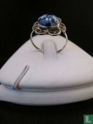 Zilveren ring met Delfts Blauw - Afbeelding 1