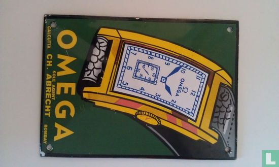Emaille bord: Omega horloge - Afbeelding 1