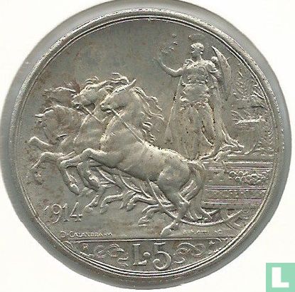 Italy 5 lire 1914 - Image 1