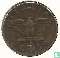 Italien 5 Centesimi 1937 (Typ 2) - Bild 1