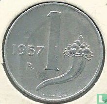 Italië 1 lira 1957 - Afbeelding 1