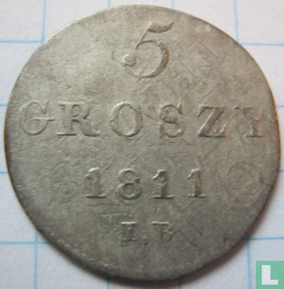 Pologne 5 groszy 1811 (IB - fauté) - Image 1