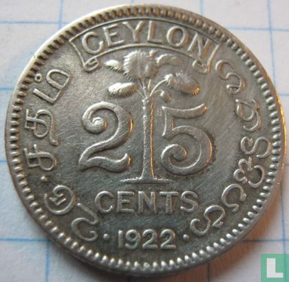 Ceylan 25 cents 1922 - Image 1