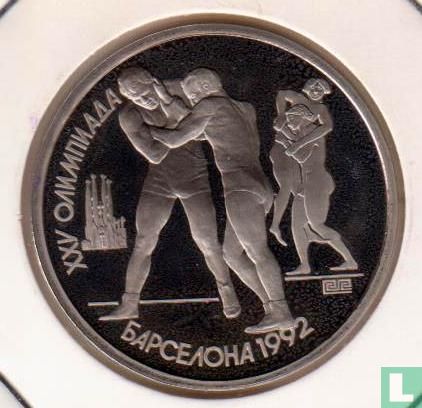 Russia 1 ruble 1991 (PROOF) "1992 Summer Olympics in Barcelona - Wrestling" - Image 2