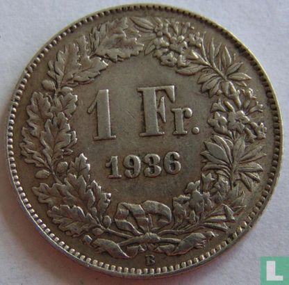 Zwitserland 1 franc 1936 - Afbeelding 1