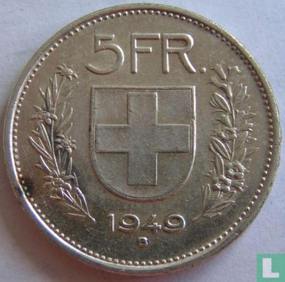 Zwitserland 5 francs 1949 - Afbeelding 1