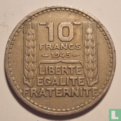 Frankrijk 10 francs 1945 (korte laurierbladeren) - Afbeelding 1