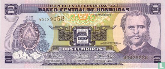 Honduras 2 Lempiras  - Afbeelding 1