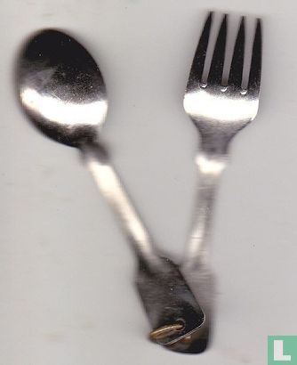 Bedeltje of hangertje lepel en vork (volkskunst Suriname) - Image 2