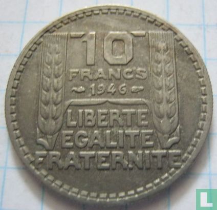 Frankreich 10 Franc 1946 (ohne B, kurze Lorbeerblätter) - Bild 1