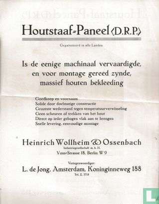 Reclame: Houtstaaf=Paneel door L. de Jong Amsterdam - Afbeelding 2