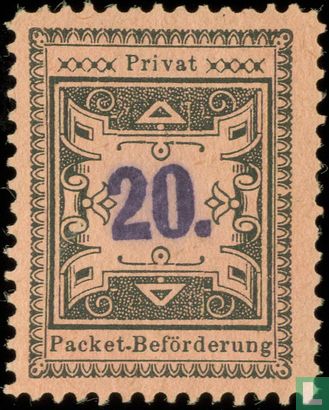 Parcel post stamp with hand stamp overprint
