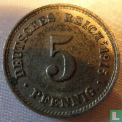 German Empire 5 pfennig 1915 (G - copper-nickel) - Image 1