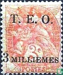 Aufdruck TEO auf Französisch Briefmarken