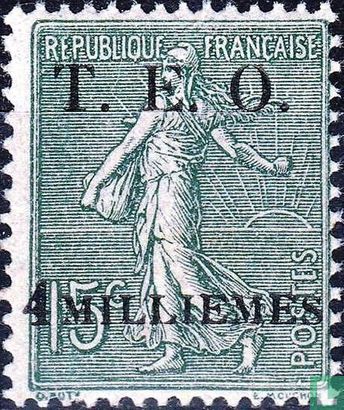 Aufdruck TEO auf Französische Briefmarken
