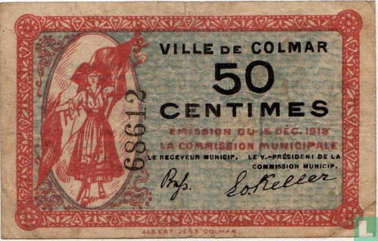Bon municipal 50 Centimes COLMAR - Image 1