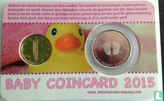 Netherlands 1 cent 2015 (coincard - girl) "Baby's eerste centje" - Image 1