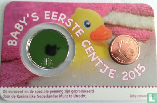 Netherlands 1 cent 2015 (coincard - girl) "Baby's eerste centje" - Image 2