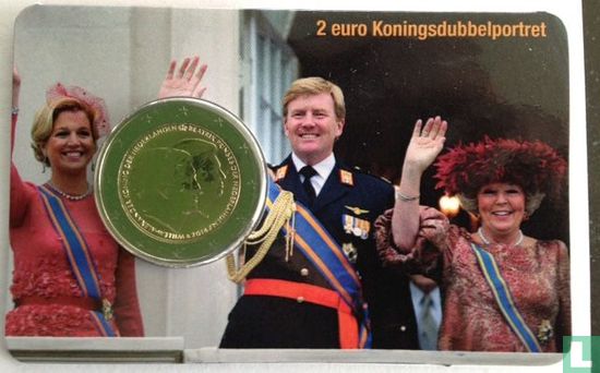 Nederland 2 euro 2014 (coincard - Nederlandse vlag) "First anniversary of Willem-Alexander's accession to the throne and abdication of Queen Beatrix" - Afbeelding 1