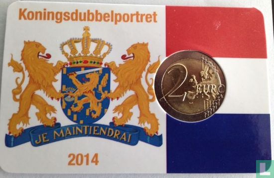 Nederland 2 euro 2014 (coincard - Nederlandse vlag) "First anniversary of Willem-Alexander's accession to the throne and abdication of Queen Beatrix" - Afbeelding 2
