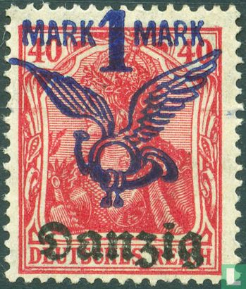 Germania with overprint (plane and new value)