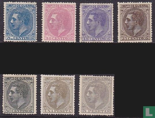 Le roi Alphonse XII, timbres fiscaux de guerre