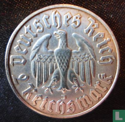 German Empire 2 reichsmark 1933 (J) "450th anniversary Birth of Martin Luther" - Image 2