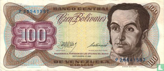 Venezuela 100 Bolívares 1981 - Afbeelding 1