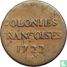 Franse koloniën 9 deniers 1722 (H) - Afbeelding 1