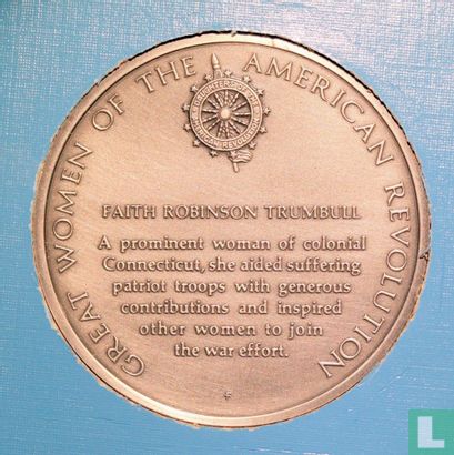 USA  Great Women of the American Revolution Medal - Faith Robinson Trumbull  1975 - Image 1