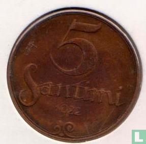 Lettonie 5 santimi 1922 (sans marque de menthe) - Image 1
