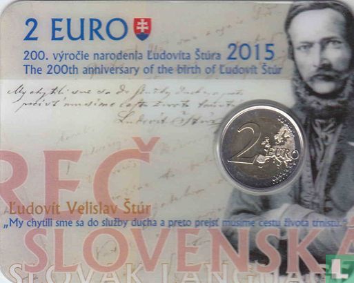 Slowakei  2 Euro 2015 (Coincard) "200th anniversary of the birth of L'udovít Štúr" - Bild 1