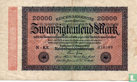 Duitsland 20.000 Mark 1923 (P.85a-Ros.84b) - Afbeelding 1