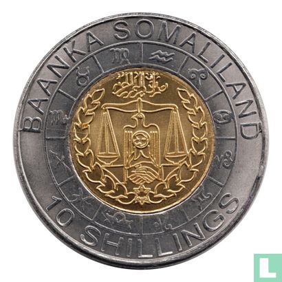 Somaliland 10 shillings 2012 (bimetaal) "Aquarius" - Afbeelding 2