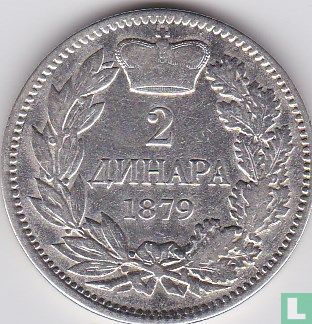 Serbia 2 dinara 1879 - Image 1