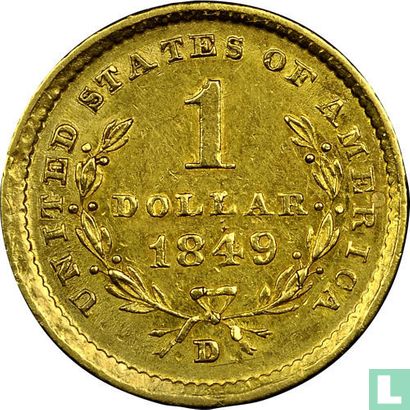 United States 1 dollar 1849 (D) - Image 1