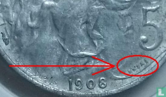 Frankrijk 5 centimes 1908 (aluminium - proefslag) - Afbeelding 3