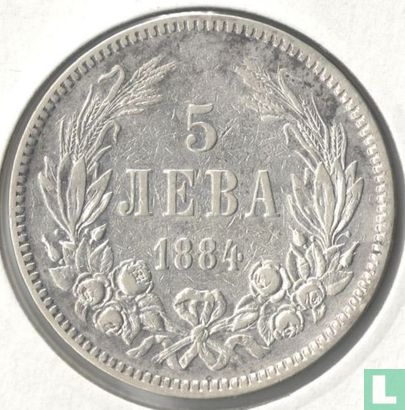 Bulgarije 5 leva 1884 - Afbeelding 1