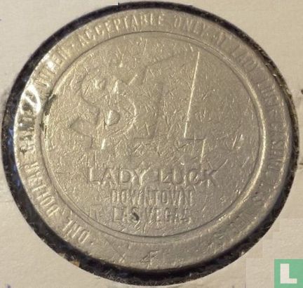 USA  Lady Luck - One Dollar Casino Token - Las Vegas NV  1980 - Afbeelding 2
