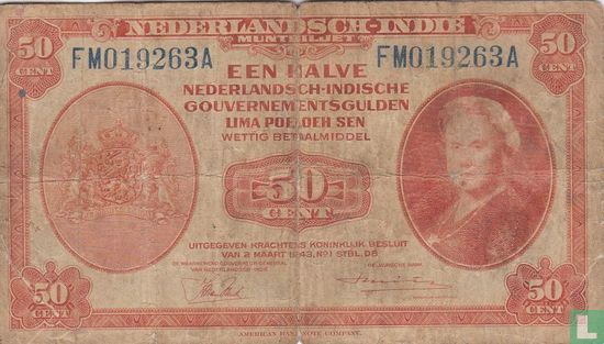 Niederländisch-Ostindien 50 Cent - Bild 1
