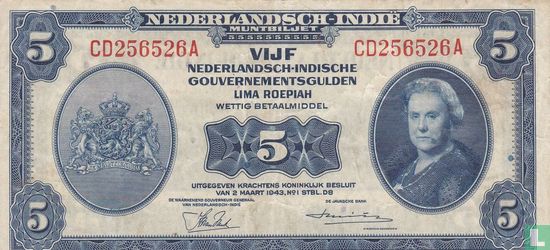 Niederländisch-Ostindien Gulden 5 P-113b - Bild 1