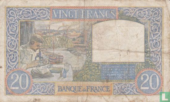 France 20 Francs(science&travail)type 1940 - Image 2
