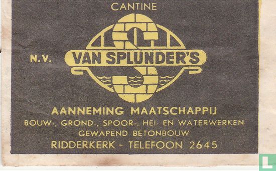Cantine N.V. Van Splunder's Aanneming Maatschappij - Afbeelding 1