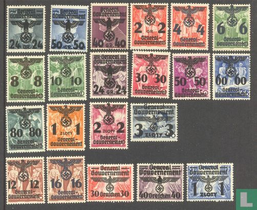 Polish stamps with overprint